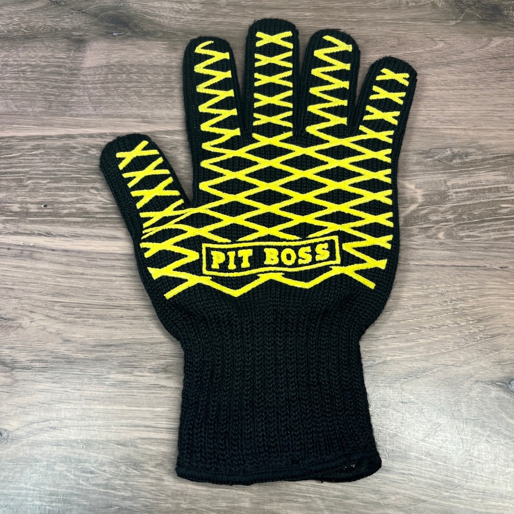 Pit Boss High Temp Grill Glove OSFM Black Yellow Heat Resistant Aramid BBQ